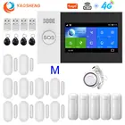 Беспроводная домашняя охранная сигнализация с поддержкой SIM-карт, 4G, GSM, сенсорный экран 4,3 дюйма, система сигнализации SMS Tuya Smart Life, управление через приложение, с датчиком движения