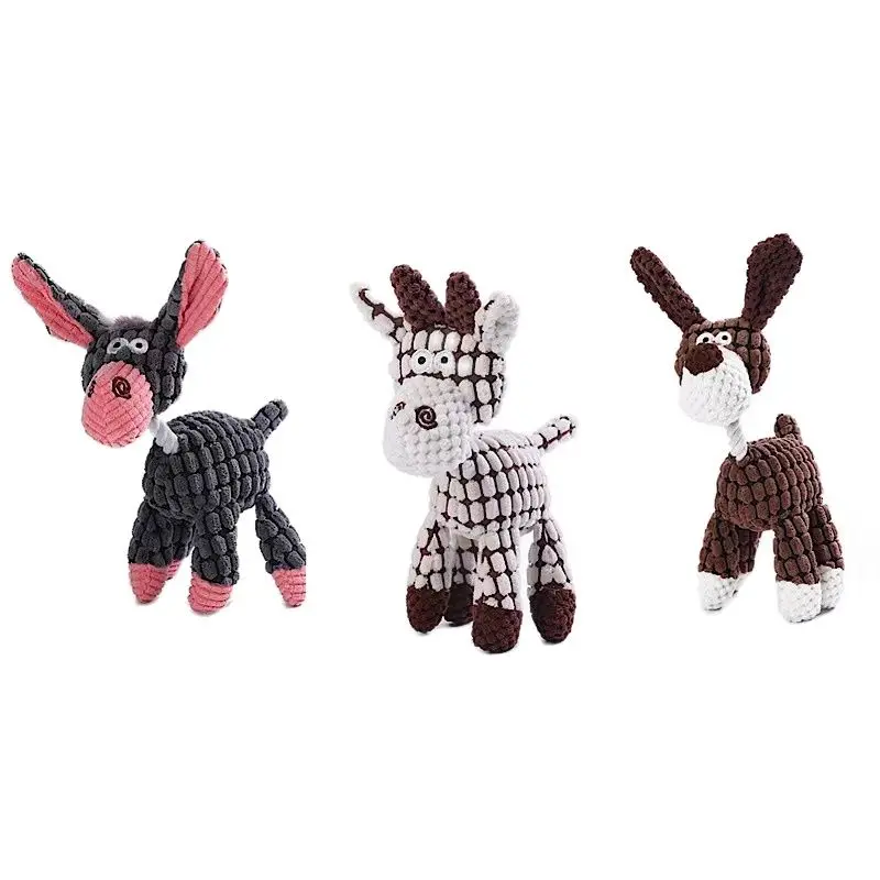 

Funny Donkey Shaped Plush Dog Squeaky Toys Corduroy Small Large Dogs Interactive Bite Resistant Toy Pets Accessories Supplies