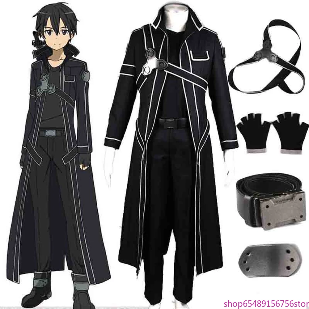 

HOT Anime Sword Art Online Kirito Cosplay Costume Fancy Halloween Costumes for Adult Men Kirito SAO Kirigaya Kazuto Costume Suit
