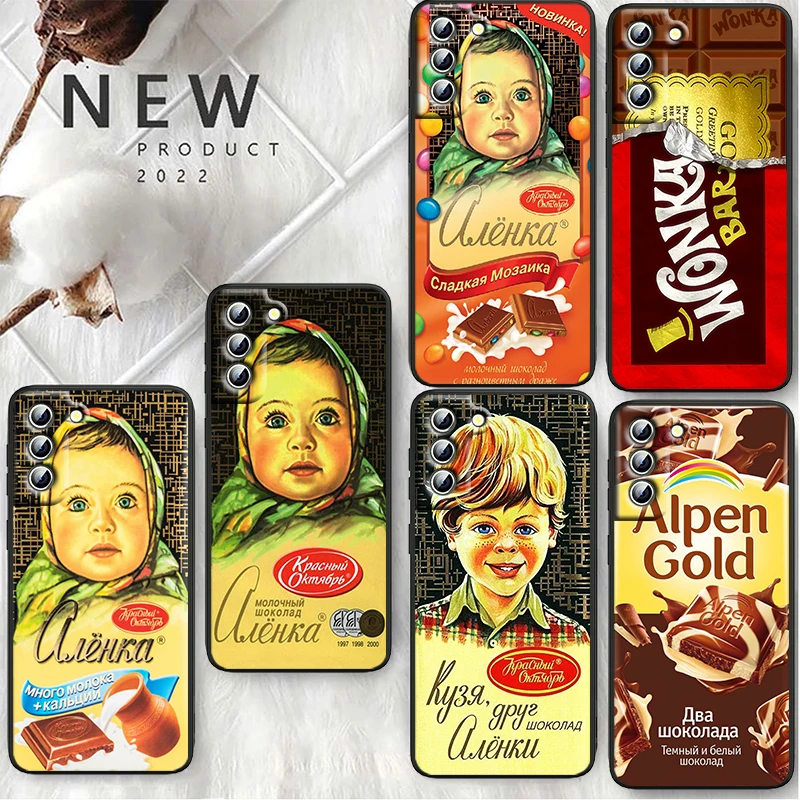 

Alenka bar wonka chocolate Phone Case For Samsung S23 S22 S21 S20 S10 S8 Note 20 A9 A73 A71 A53 A33 Ultra Plus FE Black