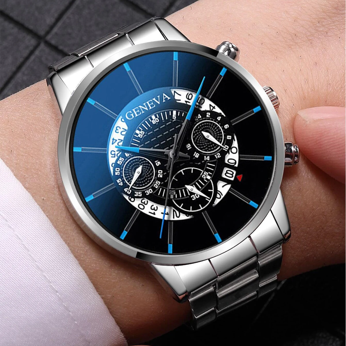 2 шт./комплект мужские кварцевые часы с большим циферблатом