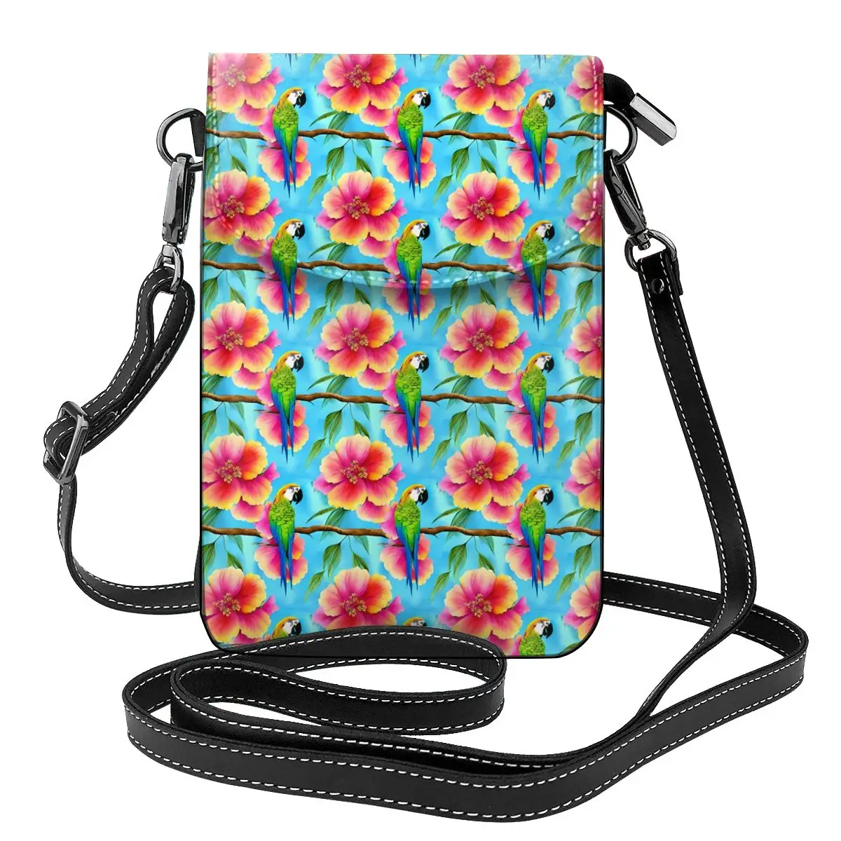 

Tropical Parrot Shoulder Bag Flower Print Travel Woman Women Bags Fashion Reusable Leather Purse