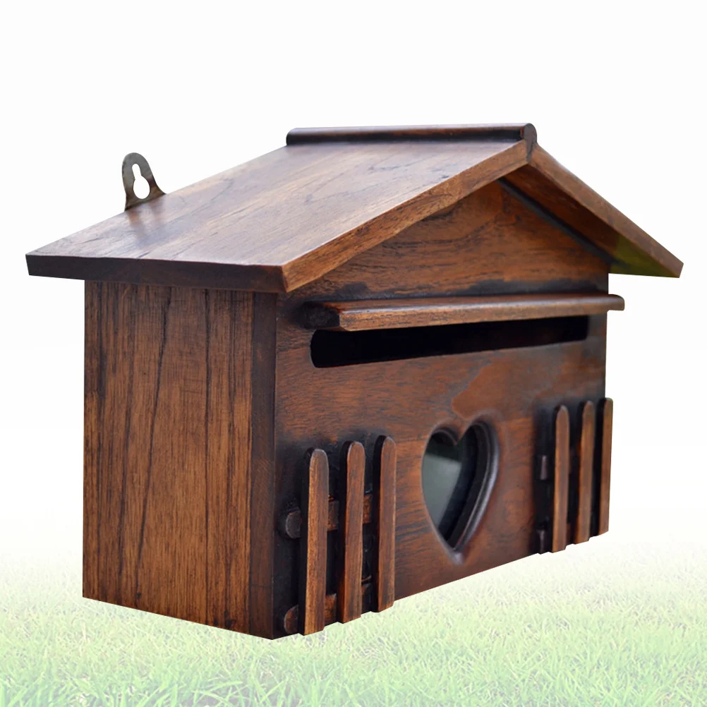 

Wooden Mailbox Outdoor Waterproof Suggestion Box Letter Envelopes Post Box for Home School Office Company 10 x 31 x 185