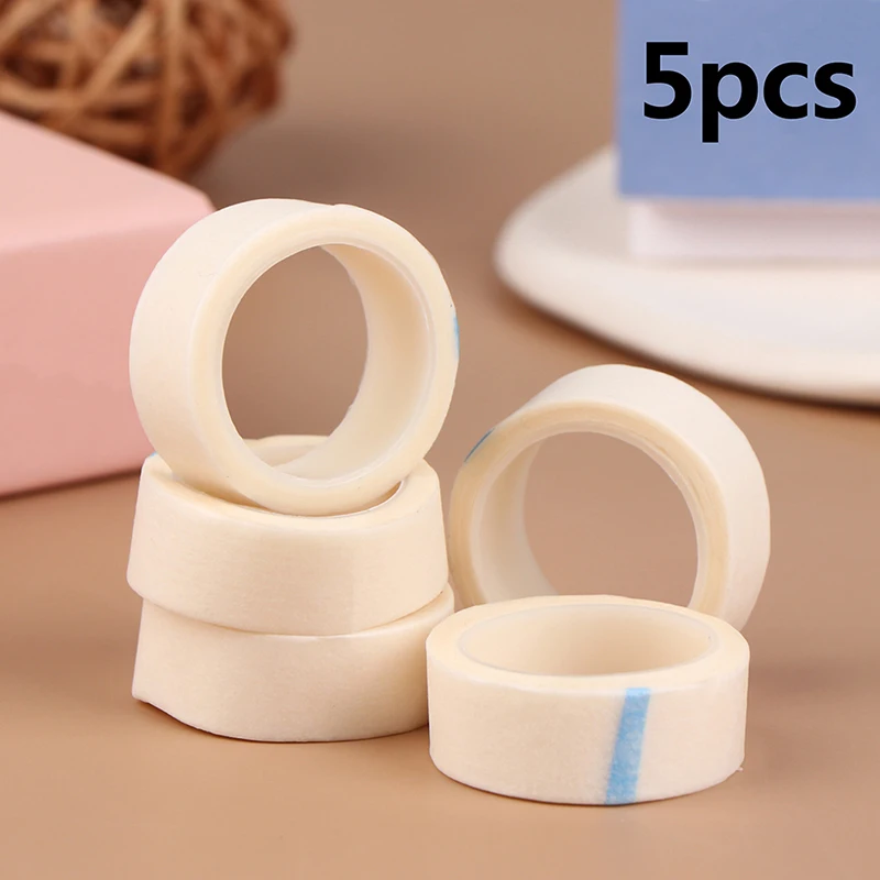 

5Pcs Non-woven Cloth Covering Adhesive Tape Ventilating Wound Fixing Care Paper Tape Wound 1.25cm*500cm Easy To Tear
