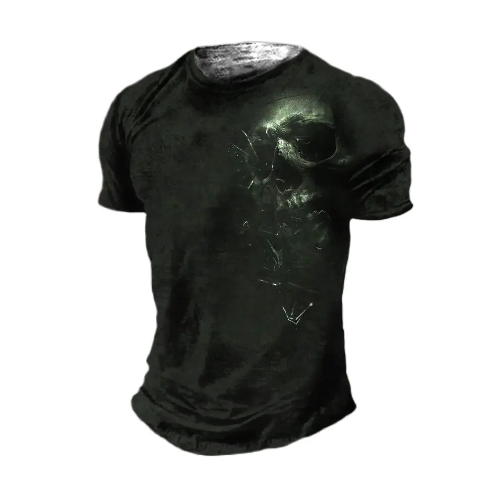 

Summer Men's Black Skeleton 3d Printed Short Sleeve T-shirt O Neck Breathable Oversized Sweatshirt Vintage Plus Size Clothing