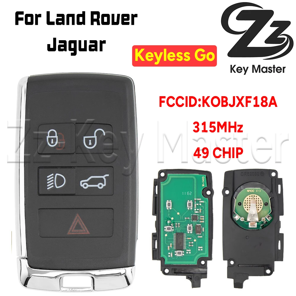 

Zz Key Master Smart Card Key KOBJXF18A для Land Rover 2018 ~ 2023 ID 49 315/433 МГц для Jaguar JK52-15K601-BG JK52-15K601-DJ