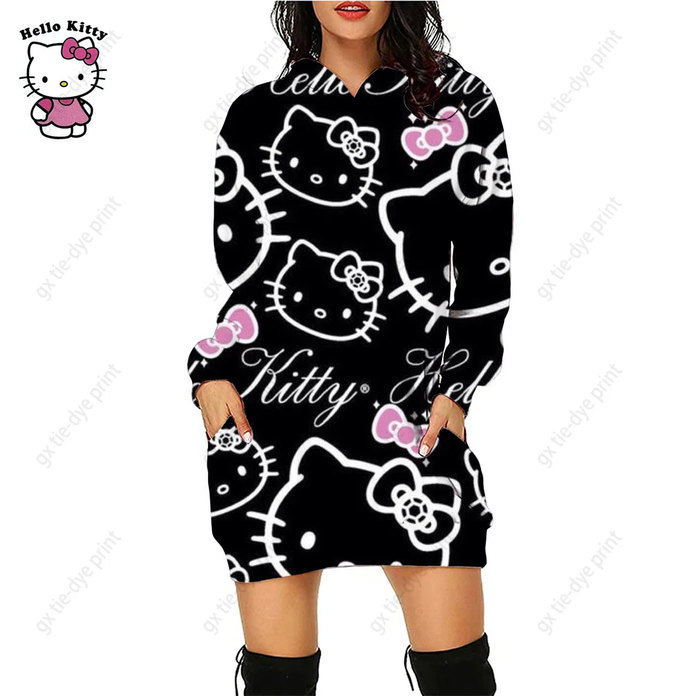 

Женская толстовка с капюшоном и принтом Hello Kitty