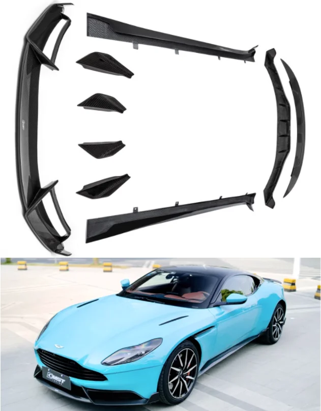 

For Aston Martin DB11 2016-2023 Real Dry Carbon Fiber Bumper Front Lip Air Knife Rear Trunk Diffuser Spoiler Side Skirt Body Kit