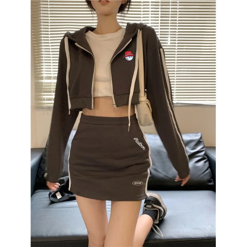 

Autumn New Golf Sports Leisure Suit Golf Ladies Short Skirt Zipper Short Top Golf Apparel Mini Skirt Sports Tennis Wear
