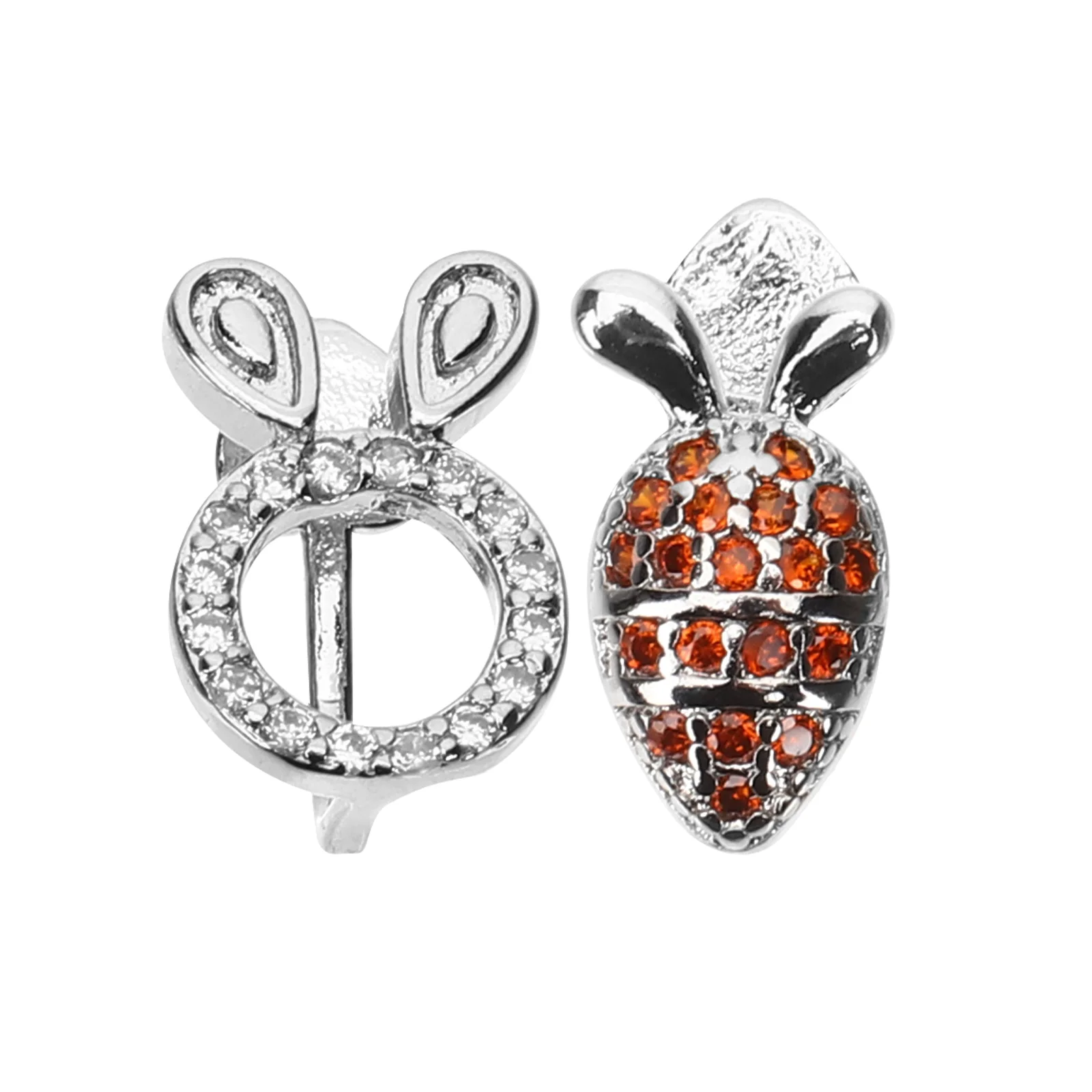 Серьги-гвоздики в виде кролика для девочек женские милые асимметричные стразы с