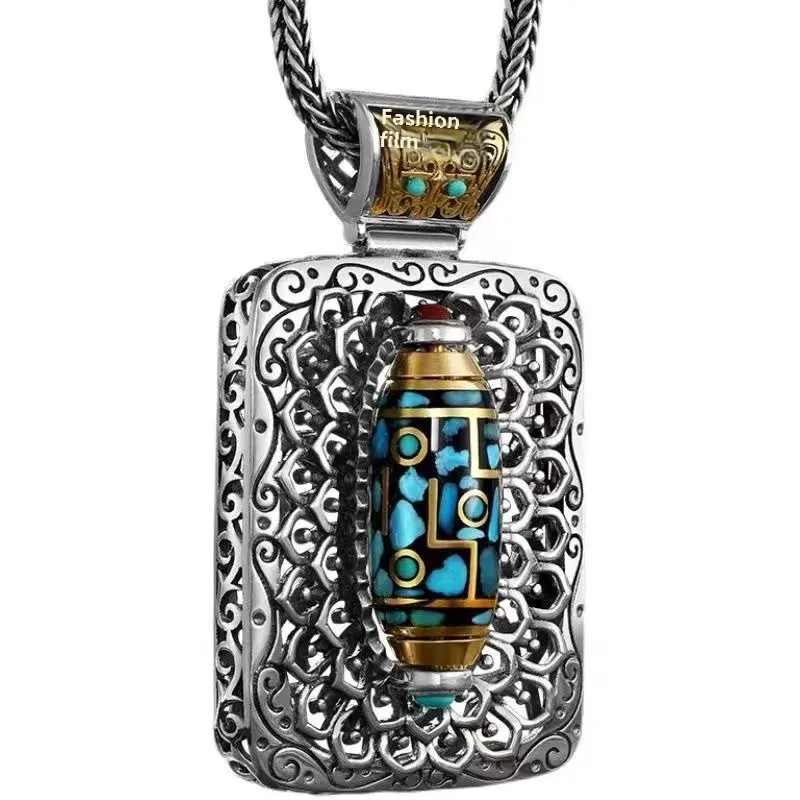 Винтажное мужское ожерелье с подвижным зеленым агатом подвеска Tianbei девятью