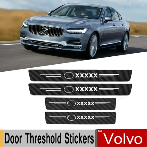 4 шт., наклейка на порог автомобильной двери из углеродного волокна для Volvo S60 XC90 V40 V50 V60 V70 S80 S90 V90 C30 C70 XC70 XC60 WEWCT39