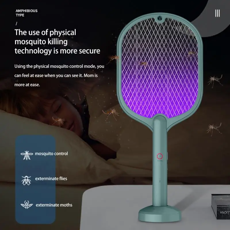 Электрическая ракетка-бойка 3 в 1 USB перезаряжаемая летняя мухобойка от комаров