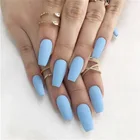 24 шт.корт. Полное покрытие накладные ногти нажимные ногти матовый синий чистый акрил балерина акрил для ногтей для женщин