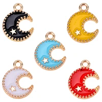 jq 20 pieces multicolor star moon drop oil charm blue white red enamel alloy accessories bracelet earrings jewelry making diy