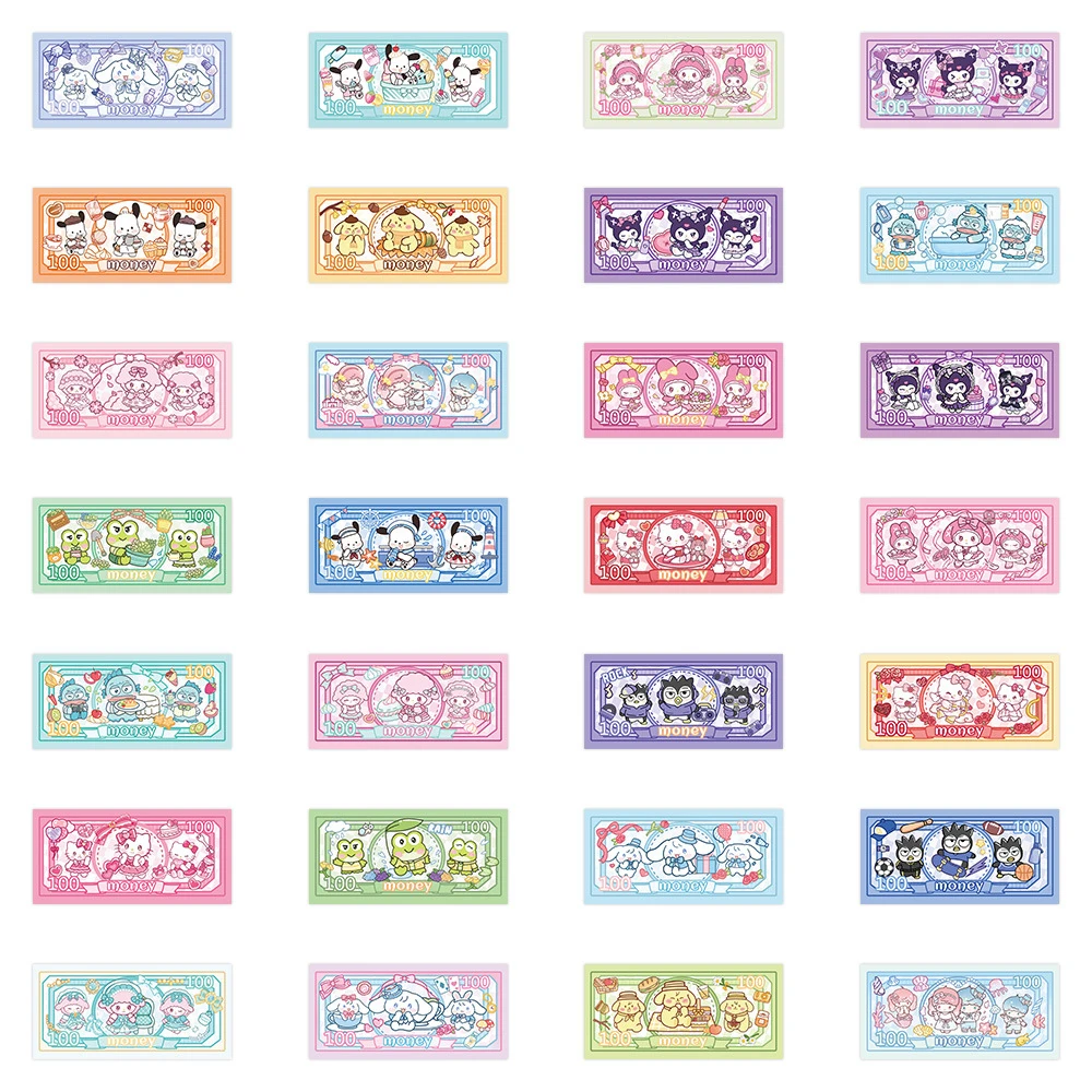 28 шт. забавные бумажные наклейки Sanrio с героями мультфильмов милые Hello Kitty Kuromi
