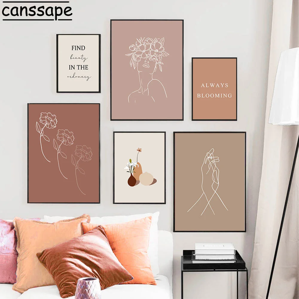 Абстрактная Ретро Настенная картина в стиле бохо на холсте цветок женщина