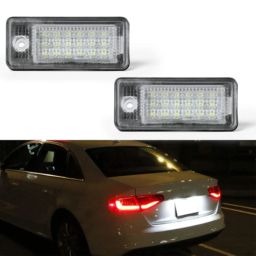 

2x Auto For Audi A3 S3 A4 S4 RS4 A5 A6 C6 A8 S8 Q7 RS4 RS6 Canbus Error Free Xenon White LED Car License Plate Number Lights 12V
