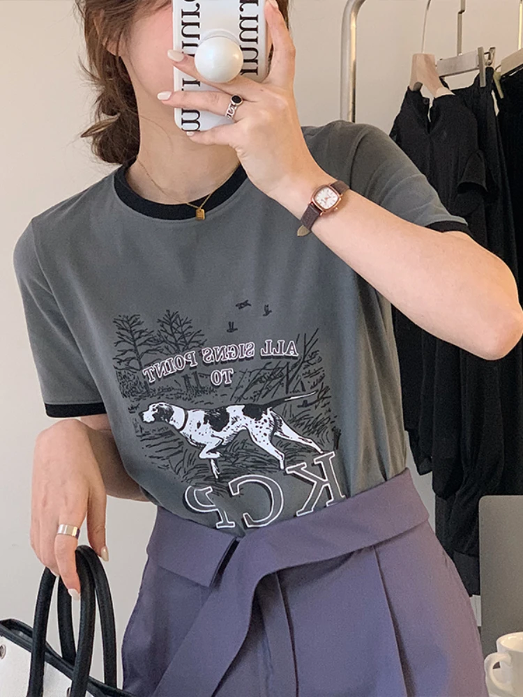 

Mozuleva New 2022 Women's Spring Summer Cartoon Printed T-shirt Casual Loose Fashionable Lady Short Sleeve Tops Female Tees