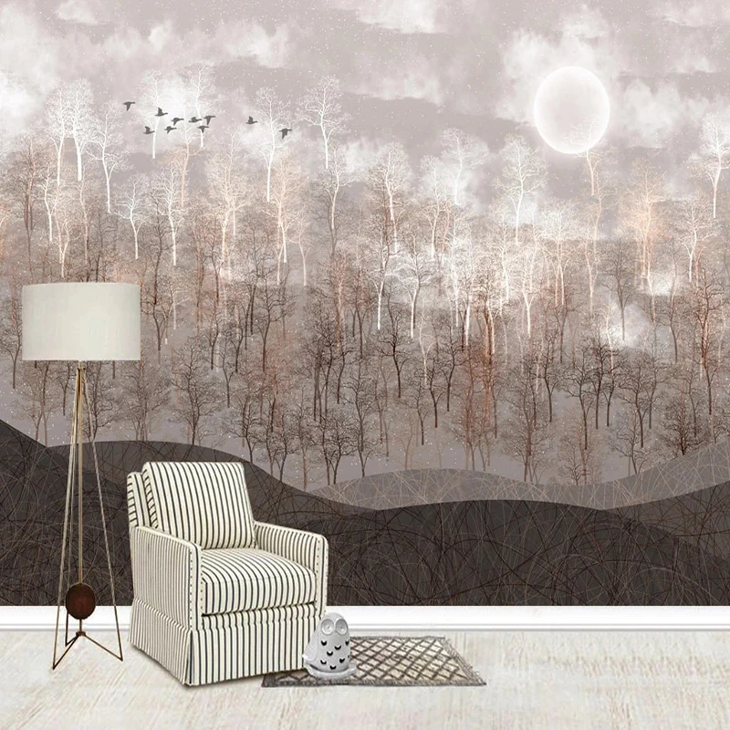 

Custom 3D Abstract Forests Wall Mural European Retro Style Wallpaper For Living Room Sofa Background Wall Paper Home Decoration