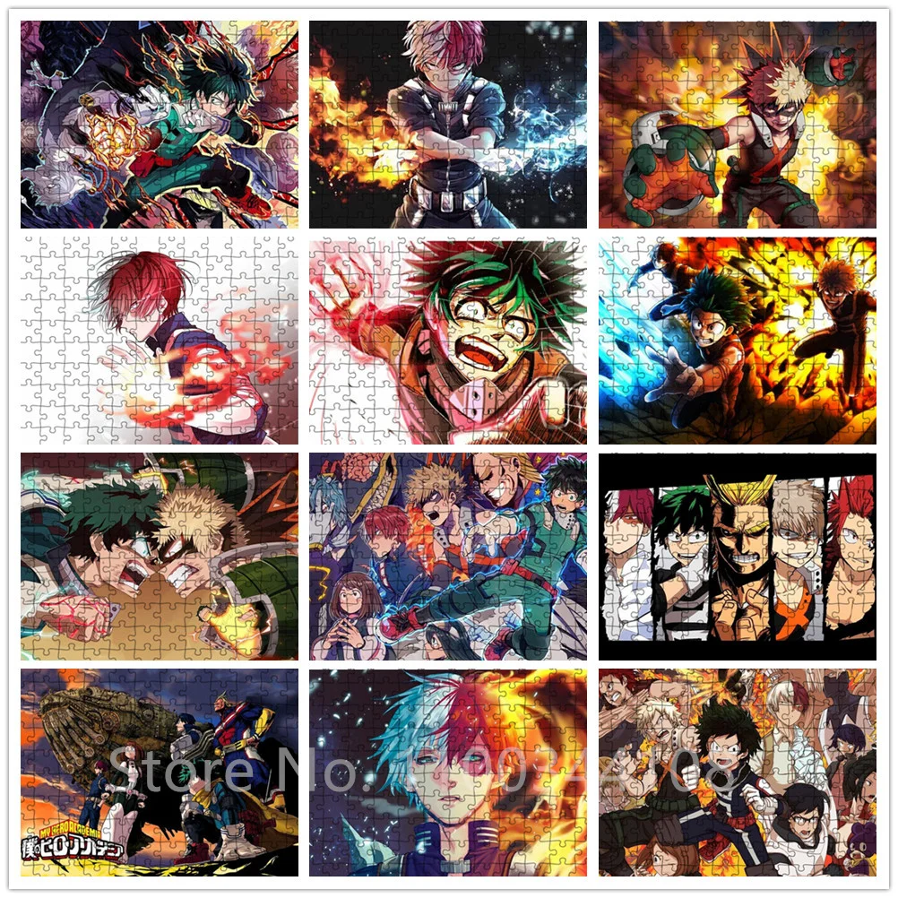 

Пазл мой герой академия, 300/500/1000 шт., японское аниме головоломка, детская игрушка, интерактивная игра для родителей и детей