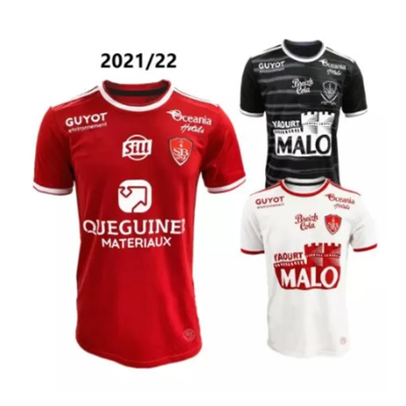 

2021 2022 Stade Brestois 29 Soccer Jersey 20 21 22 #9 HONORAT PERRAUD Shirt Mens #10 CHARBONNIER Home Red Football Uniform