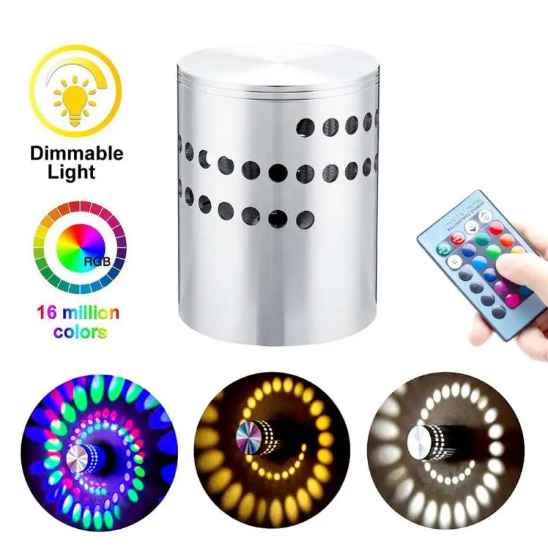 

Wall Light RGB Spiral Hole LED Mini Light Effect Wall Lamp With Remote Controller Colorful Wandlamp For Party Bar Lobby KTV Home