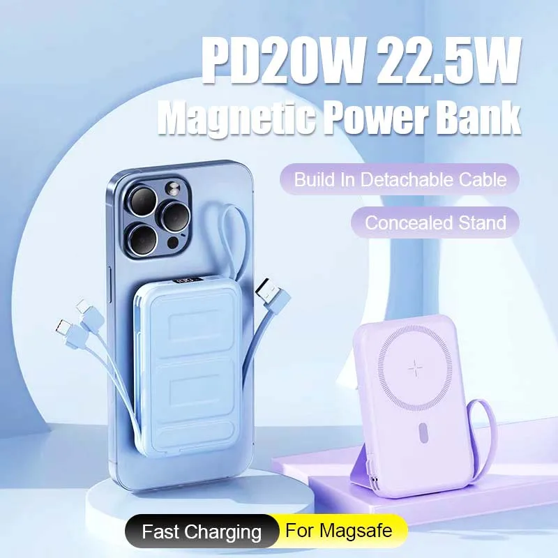 Магнитный внешний аккумулятор для iPhone портативное устройство быстрой