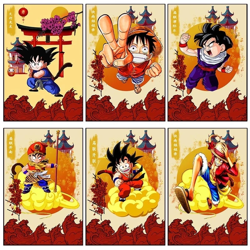 

One Piece Canvas Japanese Anime Prints Painting Dragon Ball Wall Art Poster Modern Home Decor Modular Pictures For Living Room