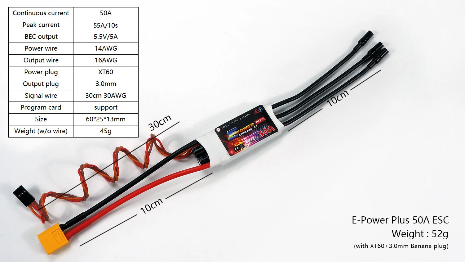 Фото Серия ESC DW Hobby E-Power Plus с высокими оборотами в минуту: электронный регулятор скорости 15A/25A/50A/70A/90A, карта программатора для моделей RC №3