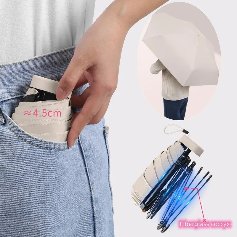 

Umbrella ultraviolet-proof Capsul Pocket Portable Mini 6 Folding Umbrella Dual purpose folding umbrella in sunny and rainy days