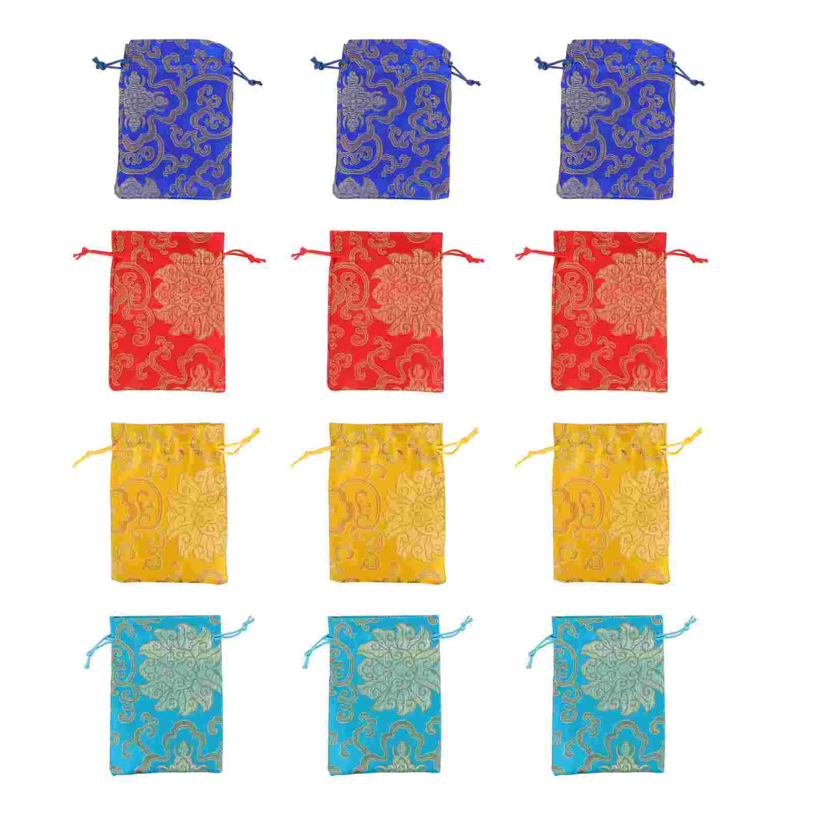 

12 Pcs Silk Sachets Bag Jewelry Gift Bags Embroidery Gift Bag China Candy Gift Drawstring Bag Lucky Bags Coin Bag Pouch