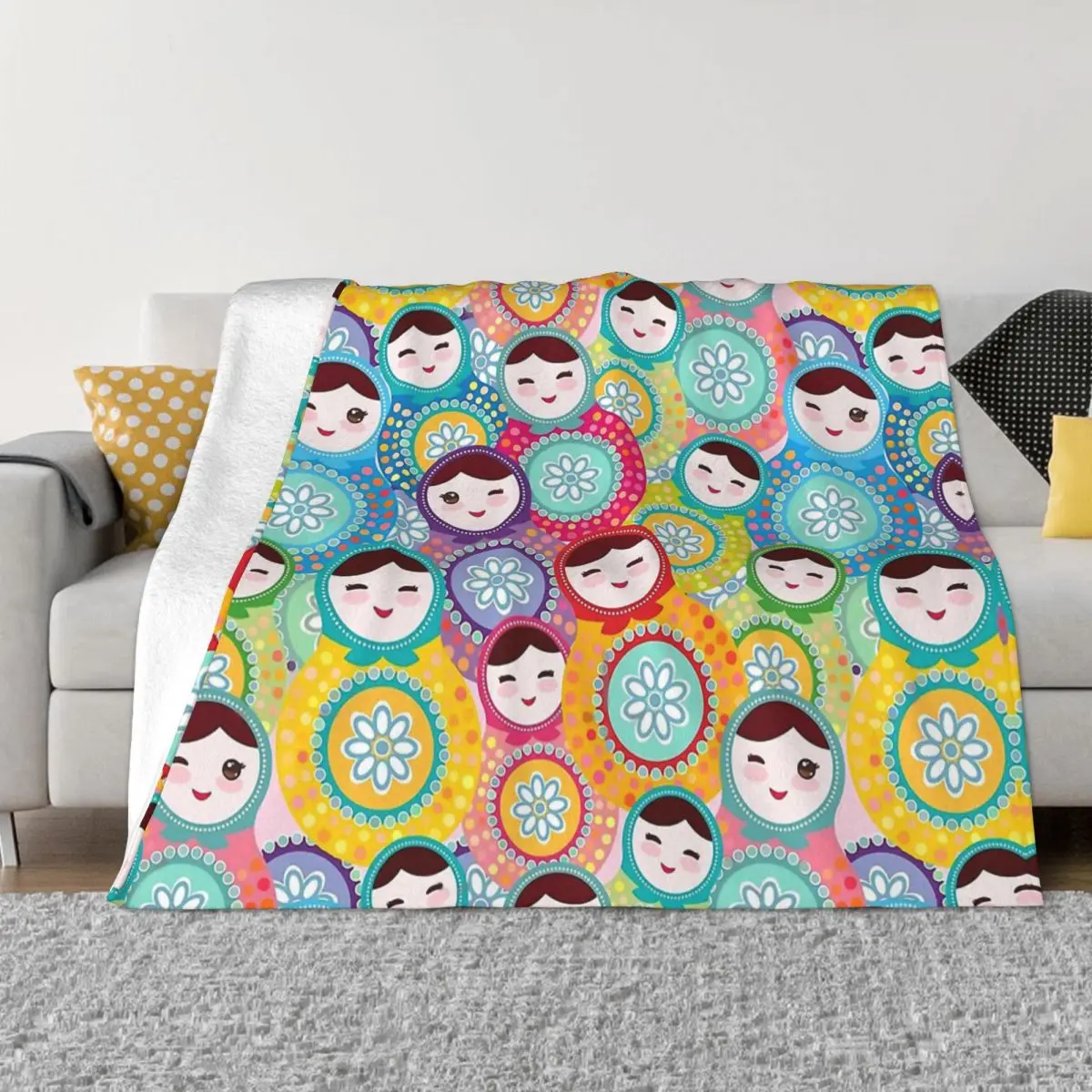 

Matryoshka Doll Russian Culture Blanket Flannel Decoration Russian Portable Home Bedspread