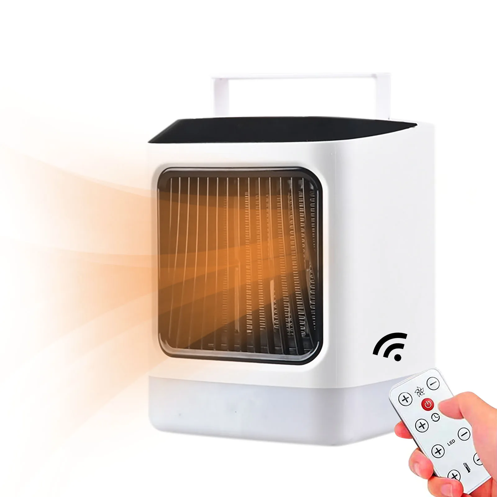 

2 in 1 Ceramic Space Heater Safe Quiet Mini Electric Space Heater Fast Heating LED Colorful Lights Adjustable for Bedroom Office