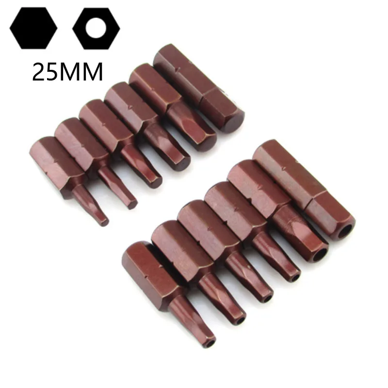 12pcs S2 Alloy Antirust Hex Screwdriver Bit Set 1/4 Inch Shank Electric Screw Driver 25MM Long Magnetic H1.5-H6