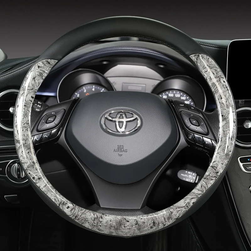 

Чехол рулевого колеса автомобиля красное дерево + кожа 38 см для Toyota C-HR высококачественные автомобильные аксессуары
