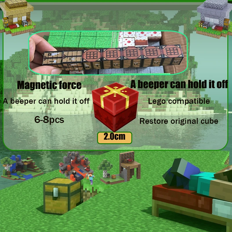 Hillstone 150 шт. магнитные строительные блоки Mine World Cube Magnet Set для детей модель сделай