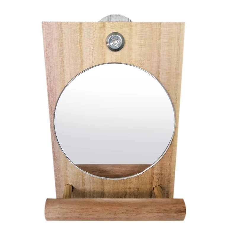 Игрушка-зеркало в виде птицы с деревянной подставкой для окуня-попугая Conures