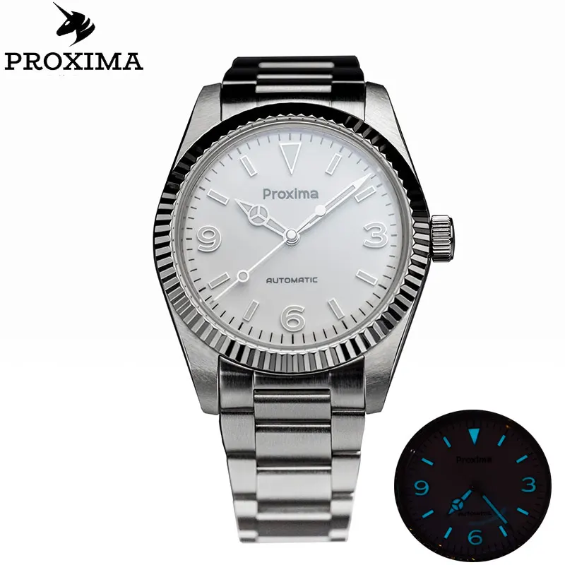 

PX1700-TC Men Dress Watch 39mm Business Luxury Sapphire PT5000 Automatic Mechanical Wristwatch Carving Fluted Bezel 10 ATM