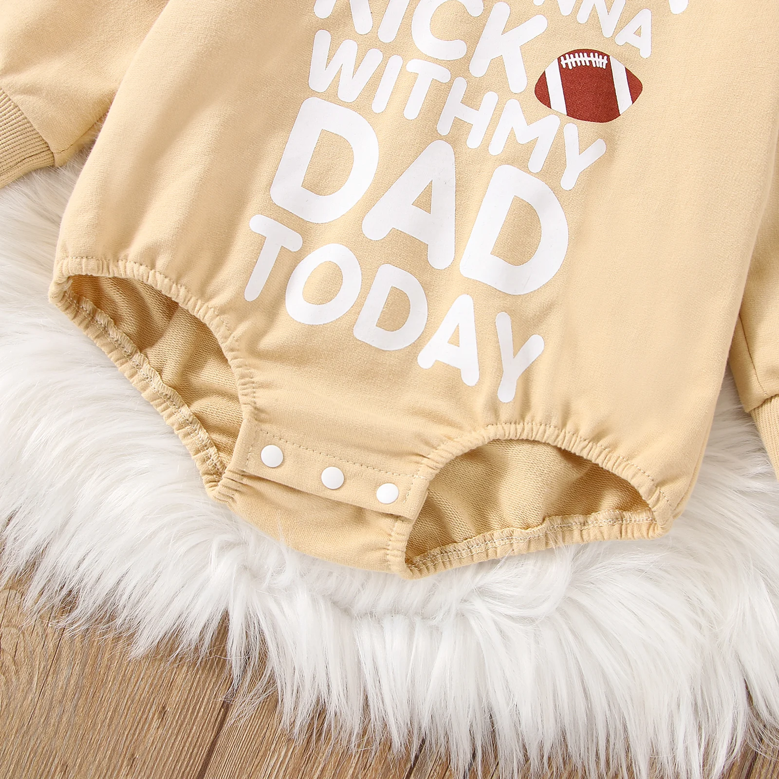 Одежда для малышей-ромпера с длинным рукавом и круглым вырезом с футбольной надписью весна-осень.