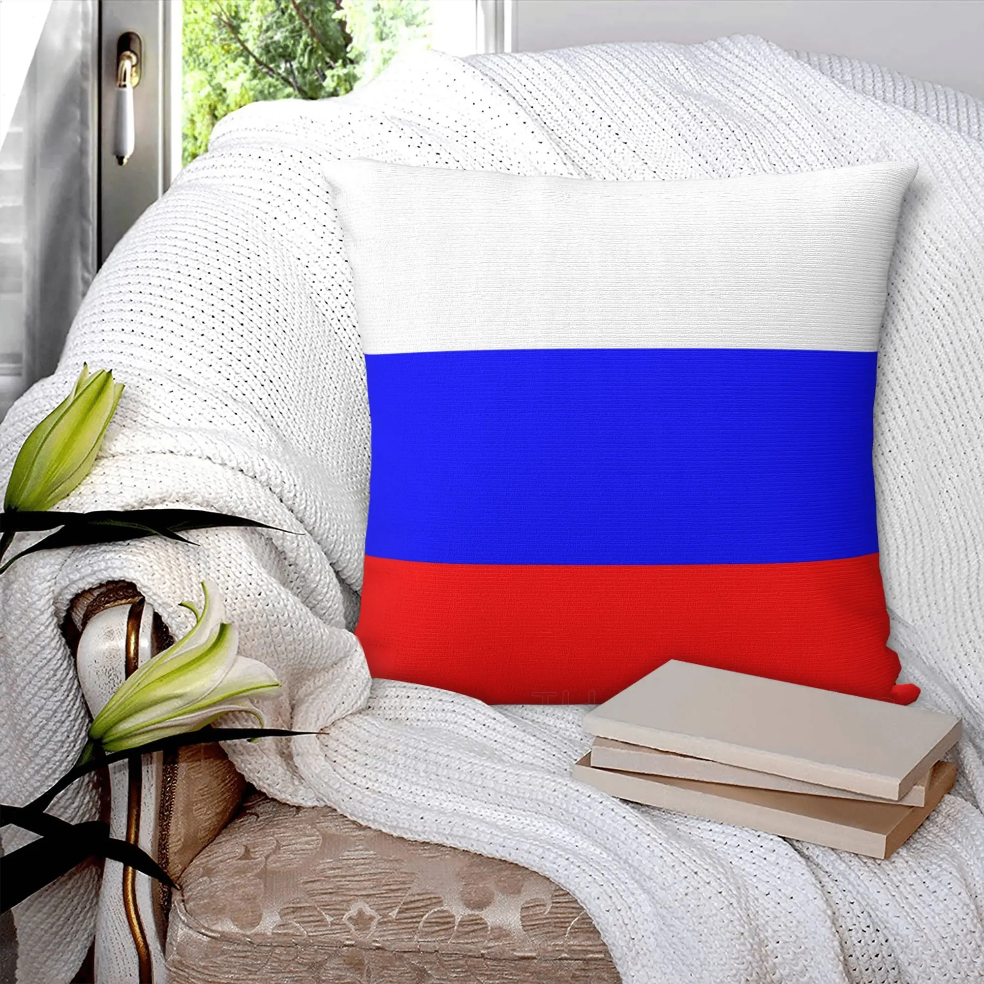 

Наволочка с российским флагом для дома и офиса, украшение для автомобиля, яркий чехол для дивана и кровати, 45x45 см