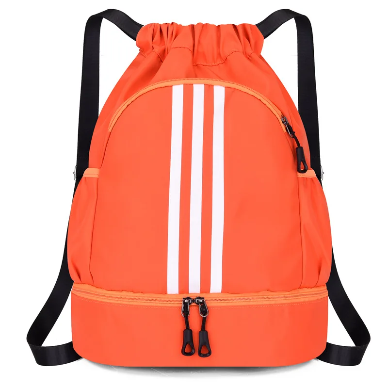 Striped Bundle Mouth Shoulder Bag Drawstring Shoulder Bag Outdoor Sports Bundle Pocket Leisure Bag Bolsa Esporte Masculina 