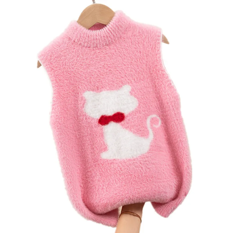 

Детские жилеты; Коллекция 2020 года; Сезон весна-осень-зима; Детский вязаный пуловер из чистого хлопка; Одежда с вырезом для школы; Жилет для мальчиков и девочек