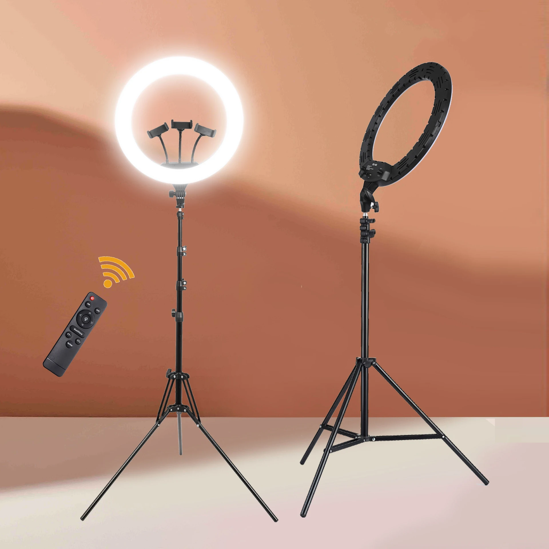 Кольцевой светодиодный светильник для селфи лампа 18 дюймов со штативом 20 Вт