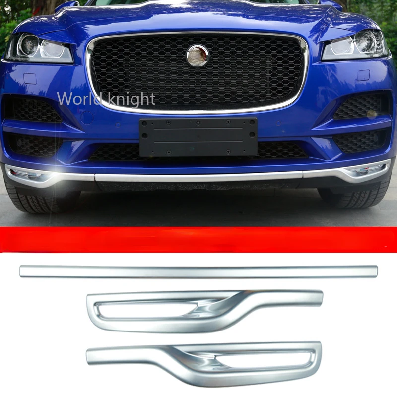

For Jaguar F-PACE 2016 2017 2018 Car-styling ABS Matte Chrome Front Grille Bottom Bumper & Fog Light Cover Trim 5pcs