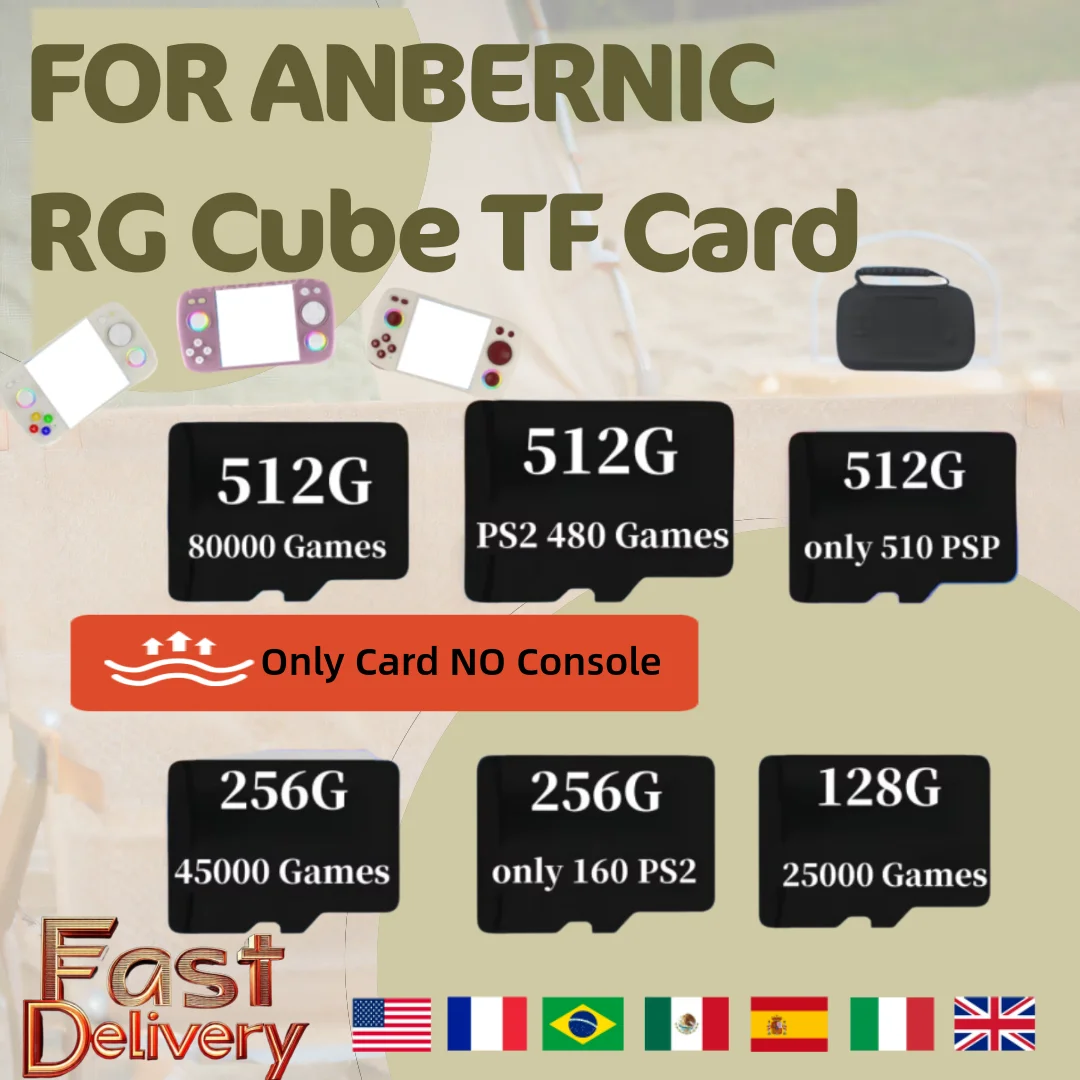 Портативная игровая карта памяти ANBERNIC RG Cube TF Card 512G 80000 игр PS2 PSP