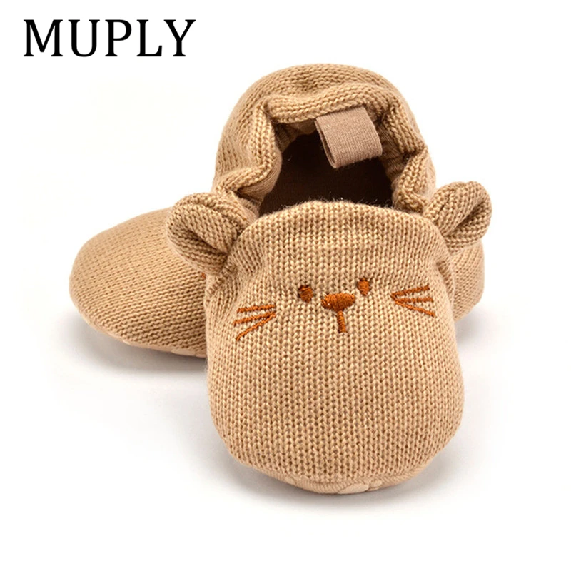 Adorables pantoufles antidérapantes pour bébé  garçon et fille  chaussures de berceau en tricot