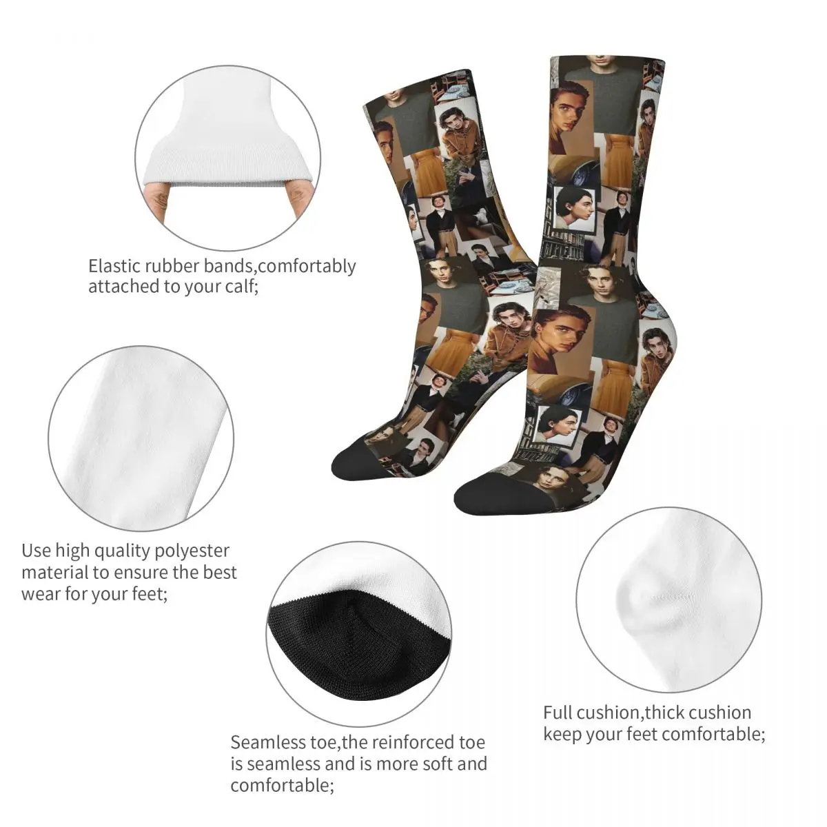 Timothee Chalamet Collage Adult Socks,Unisex socks,men Socks women Socks