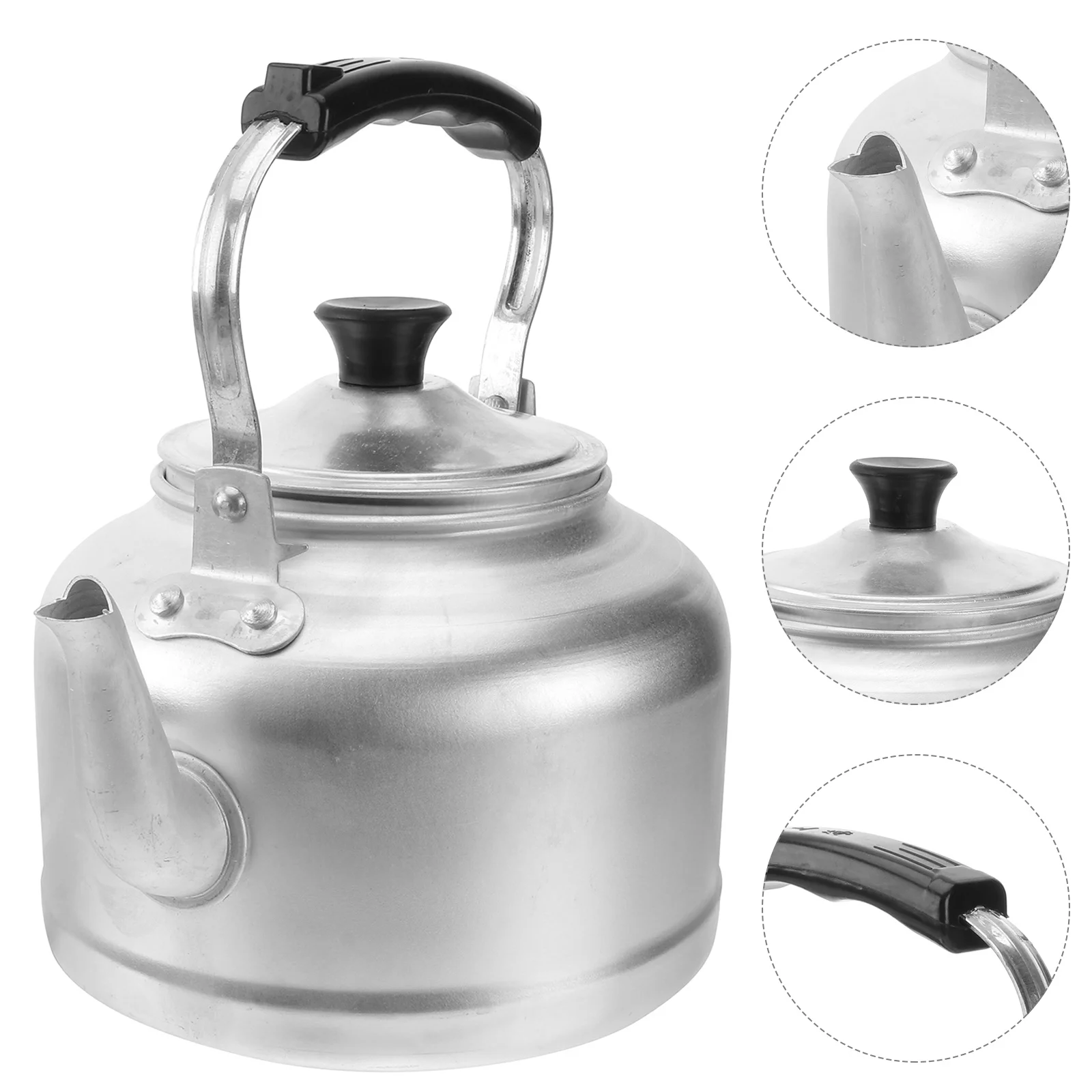 

Camping Tea Kettle Whistling Teapot Tea Kettle Handle 27x19cm Boiling Teapot Silver Metal Teapot Tea Kettele Pot Aluminum Teapot