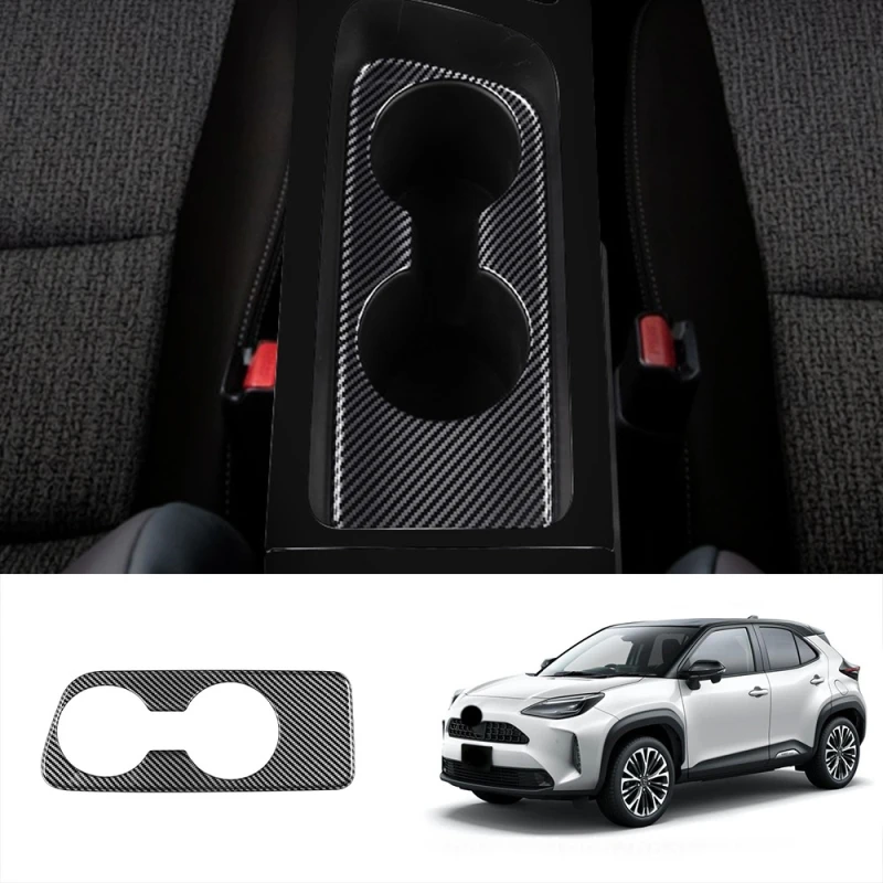 RHD для Toyota Yaris cross 2021 2022 ABS углеродное волокно черная деревянная центральная консоль держатель стакана для воды декоративная крышка отделка наклейки